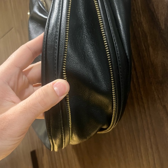 INC Brand - Black Faux Leather Shoulder Bag with Gold Hardware - Picture 4 of 9